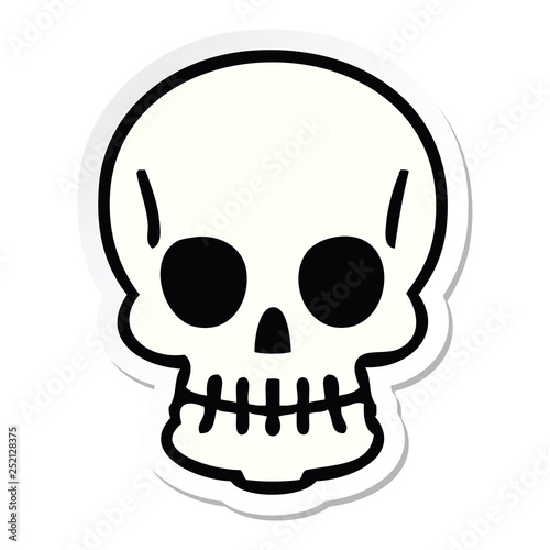 sticker of a quirky hand drawn cartoon skull