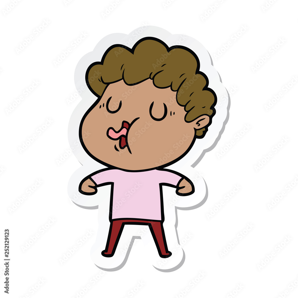 sticker of a cartoon man singing