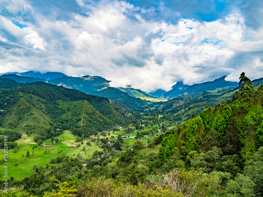 Beautiful panoramic landscape of Cocora Valley in Salento, Colombia