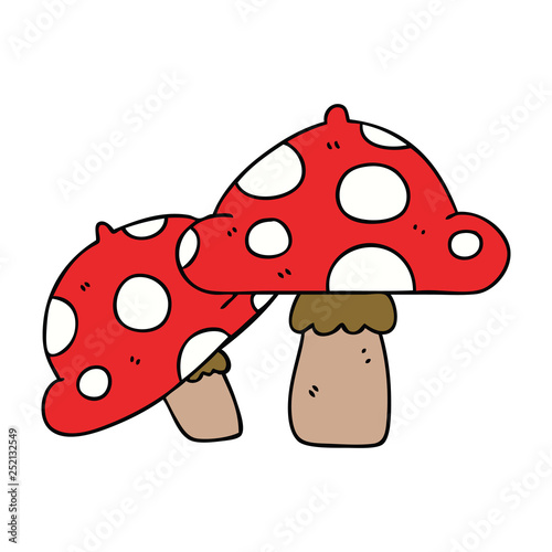 quirky hand drawn cartoon toadstools