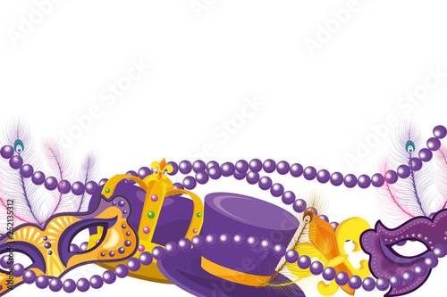 beads and mardi gras elements frame