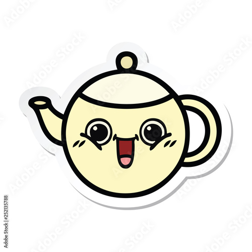 sticker of a cute cartoon tea pot