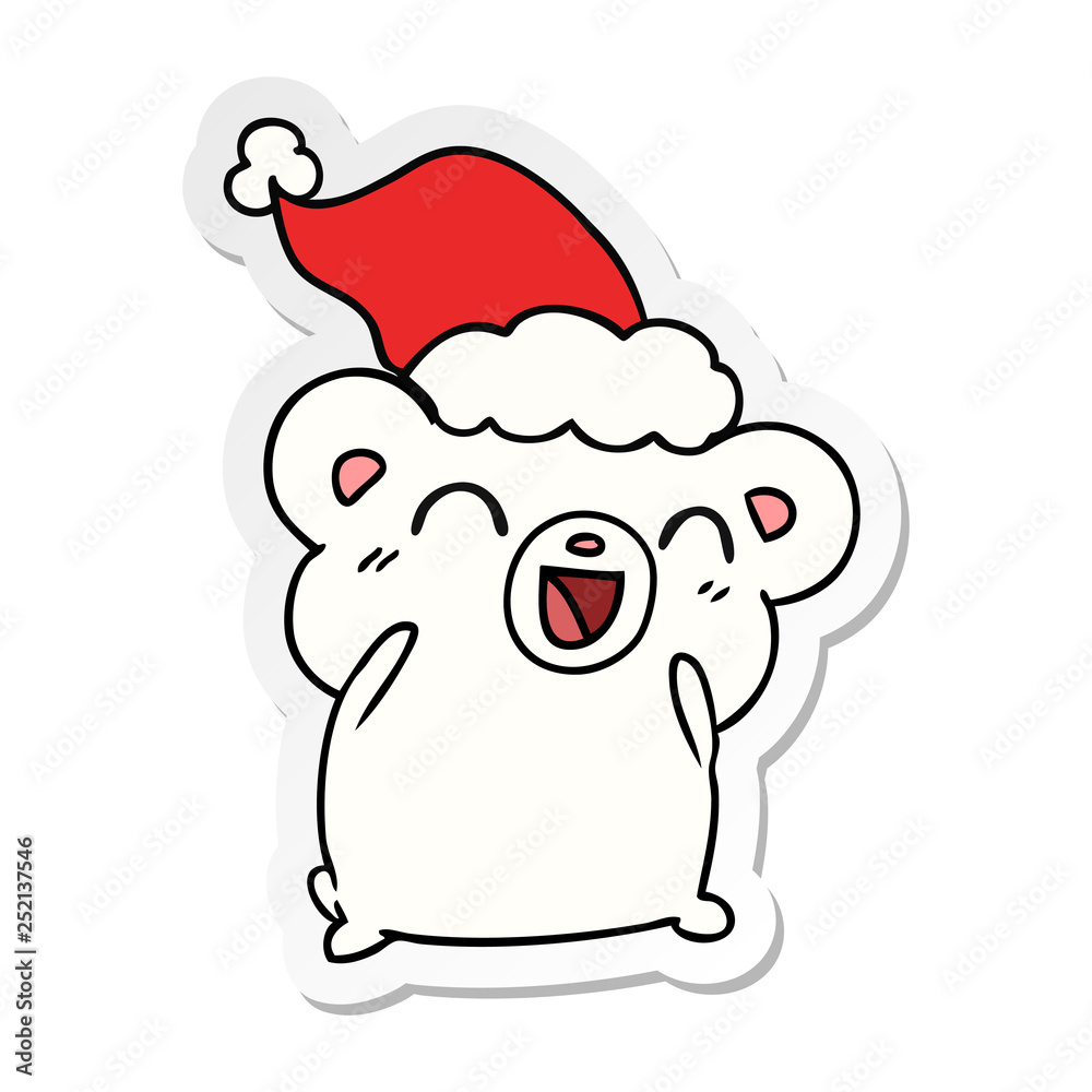 Obraz premium christmas sticker cartoon of kawaii polar bear