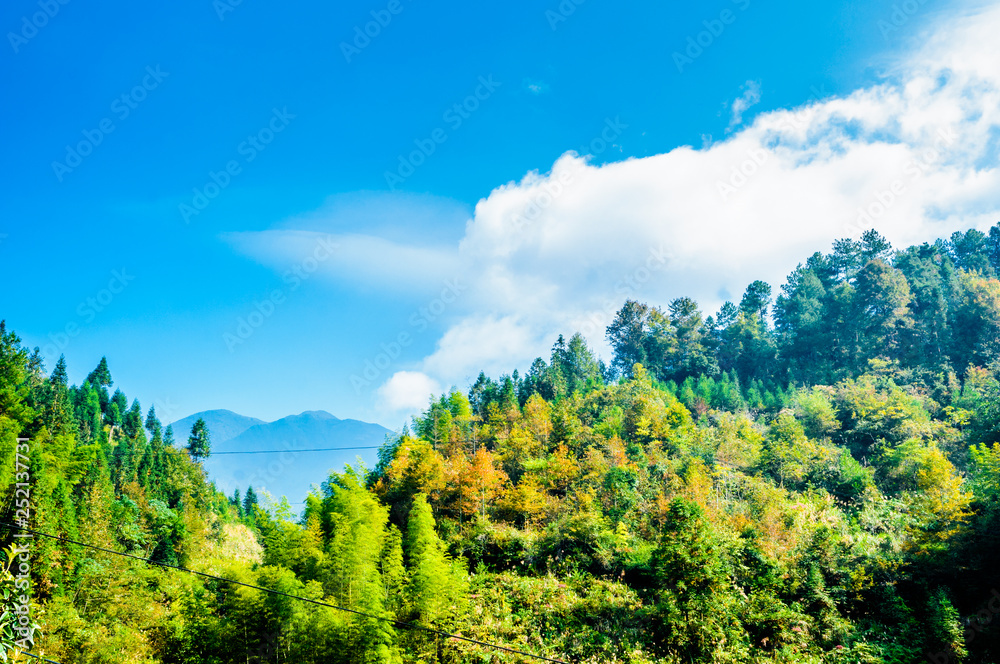 Landscape of mountains with blue sky