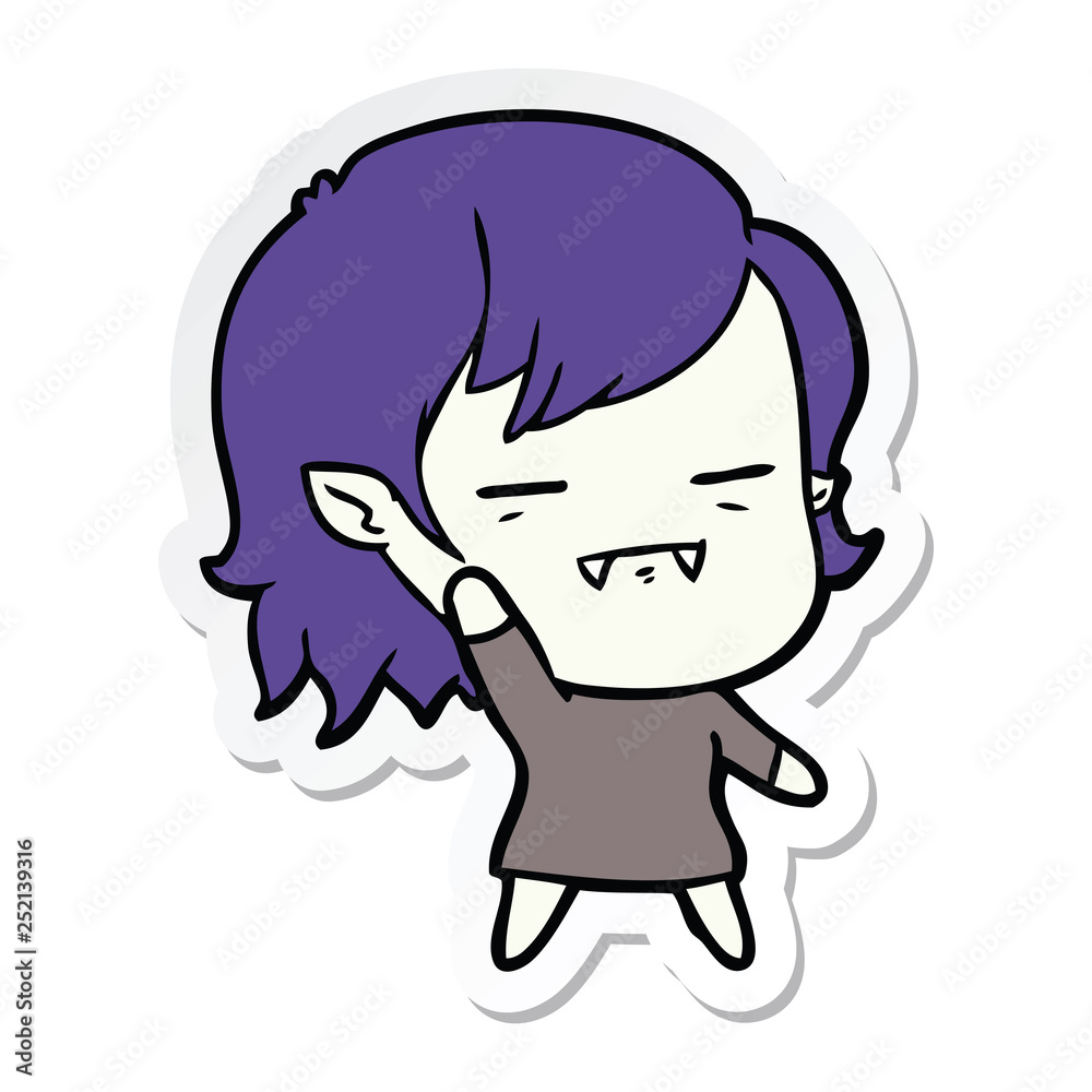 sticker of a cartoon undead vampire girl sticker of a cartoon undead vampire girl