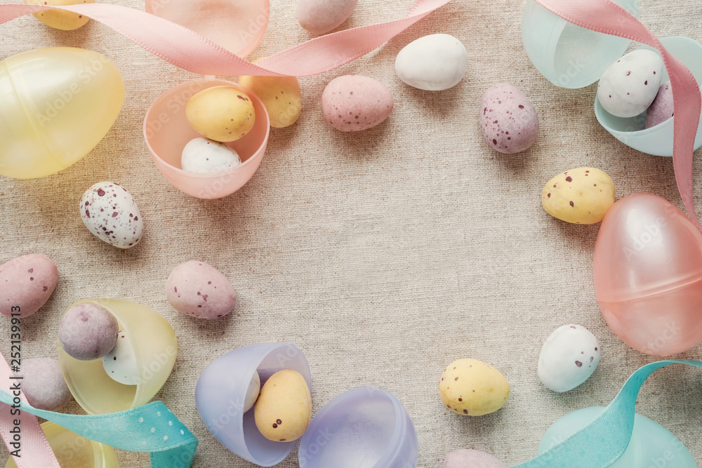 Easter speckled eggs for kids background Easter speckled eggs for kids background