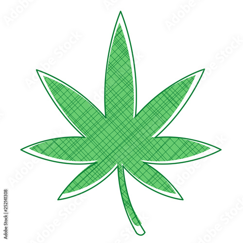 Canabis leaf 2D. Isolated illustration.