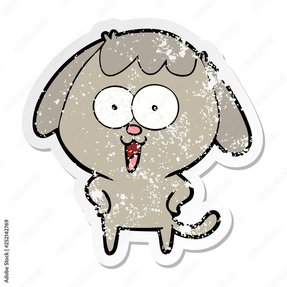 distressed sticker of a cute cartoon dog distressed sticker of a cute cartoon dog