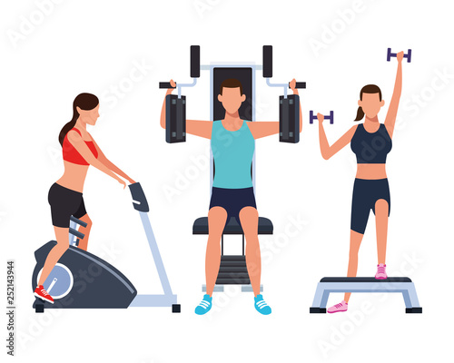 group of people working out in the gym