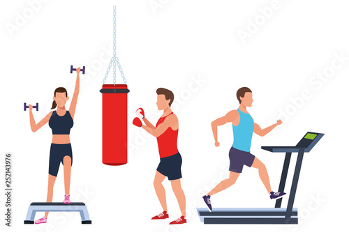 group of people working out in the gym