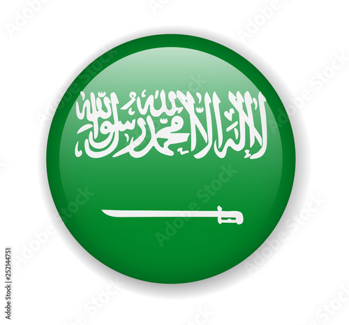 Saudi Arabia flag round bright icon vector Illustration