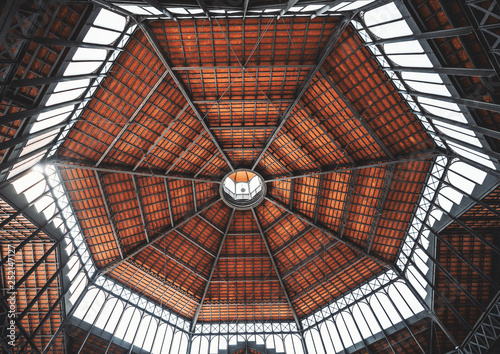 Photography A wide-angle view from inside of a contemporary dome of Born Market (Mercat del