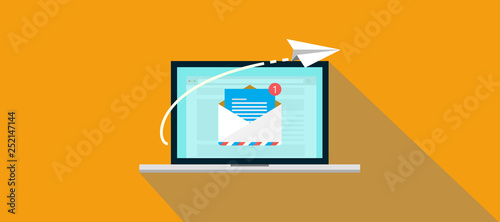 Email marketing campaign, newsletter marketing, drip marketing, email marketing, email automatic auto reply response. flat banner concept with icons. Vector Illustration