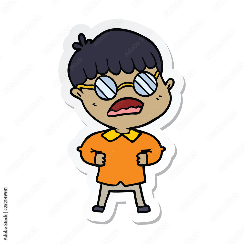 sticker of a cartoon boy wearing spectacles sticker of a cartoon boy wearing spectacles