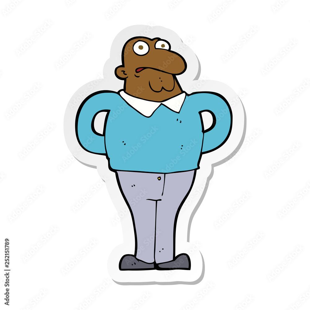 sticker of a cartoon worried man sticker of a cartoon worried man