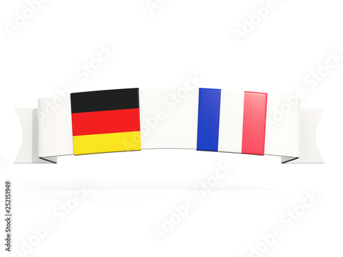 Banner with two square flags of Germany and france
