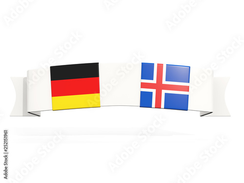 Banner with two square flags of Germany and iceland