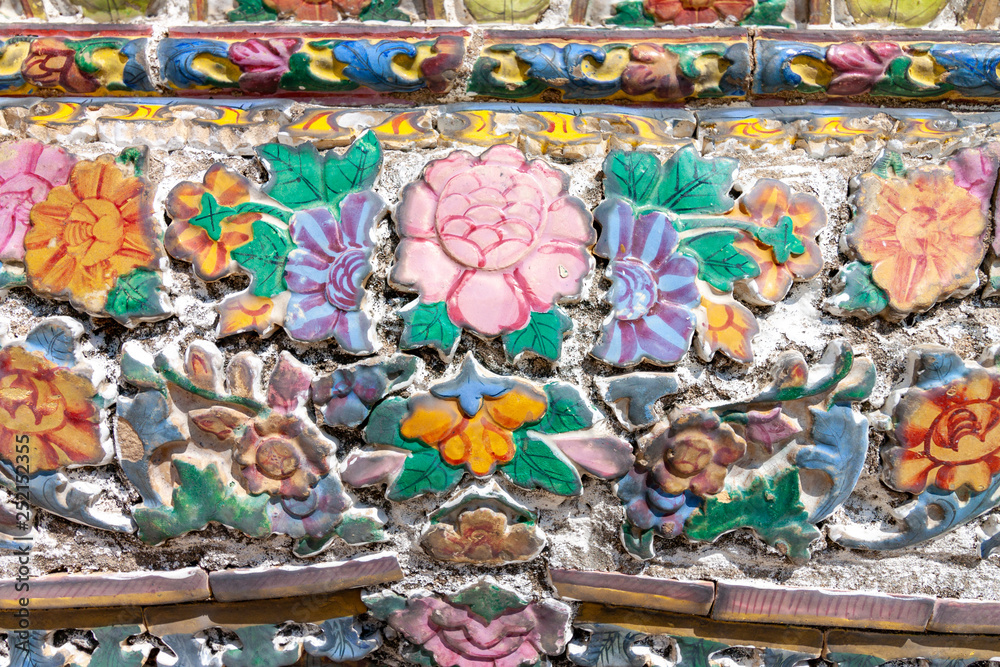 Ancient Thai art, Glaze tile at Wat Saket, Bangkok. Ancient Thai art, Glaze tile at Wat Saket, Bangkok.