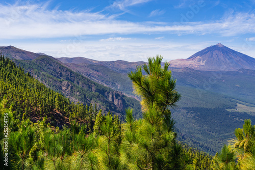 Incredible view of the Teide volcano from the viewpoint Mirador de Chipeque  which is located on the road number 24. Tenerife. Canary Islands..Spain