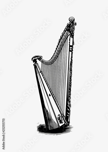 Harp vintage drawing