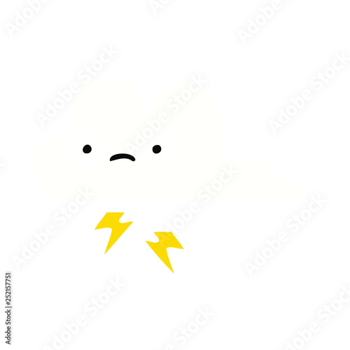 flat color retro cartoon thunder cloud