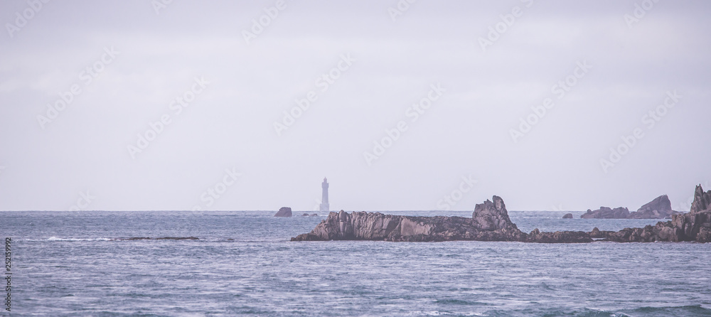Panorama Phare de la Jument archipel de Ouessant Finistère nord Bretagne France