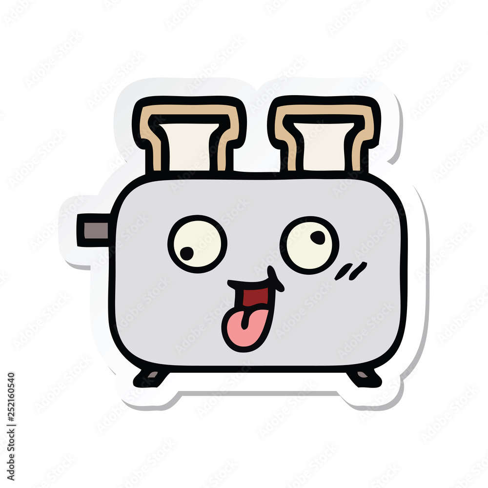 Fototapeta premium sticker of a cute cartoon of a toaster