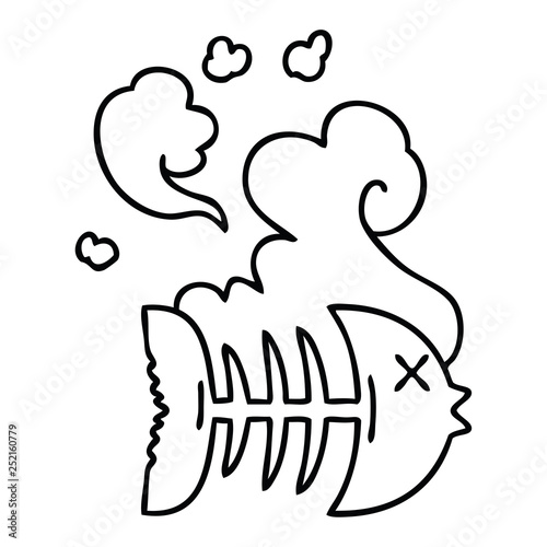 quirky line drawing cartoon dead fish