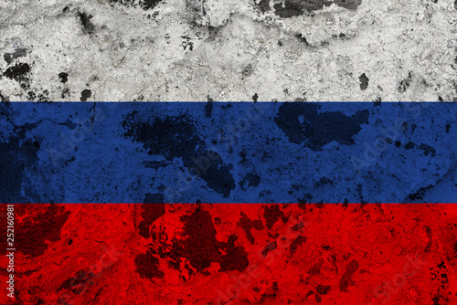 russia flag on old wall