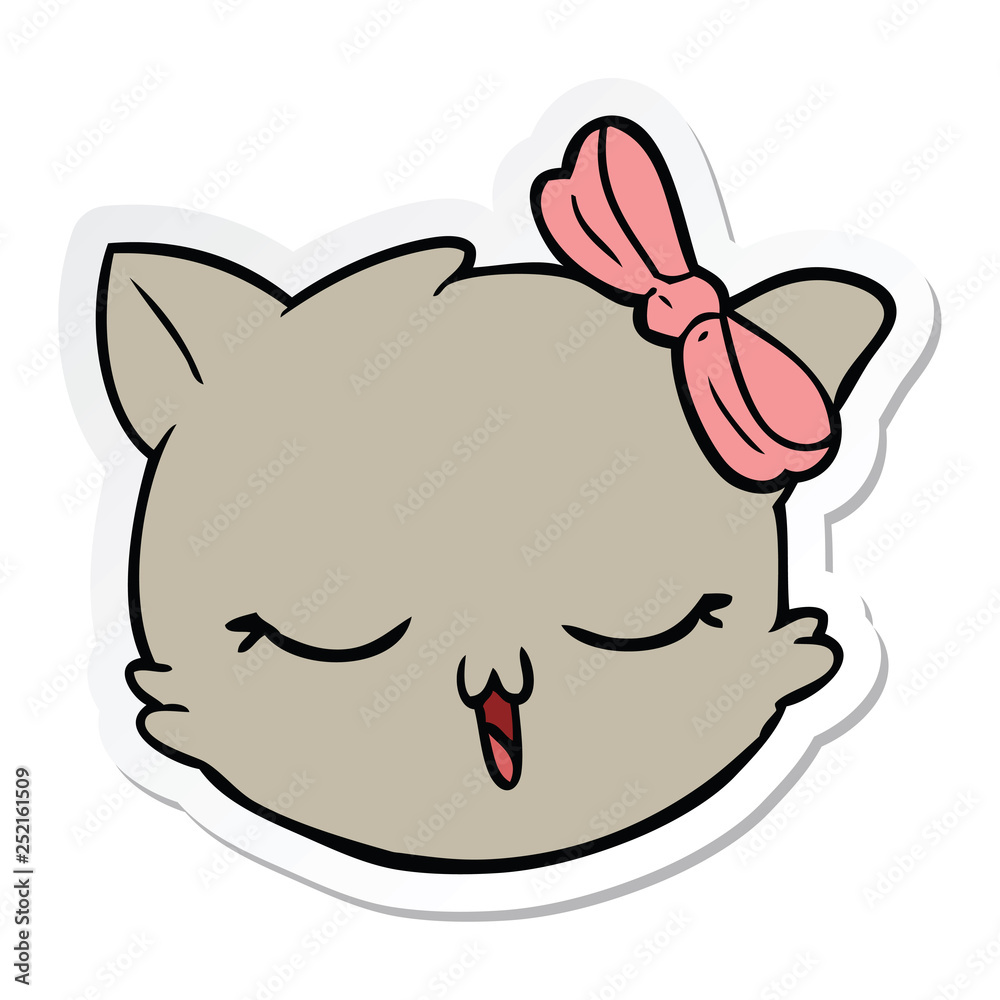 sticker of a cartoon cat face sticker of a cartoon cat face