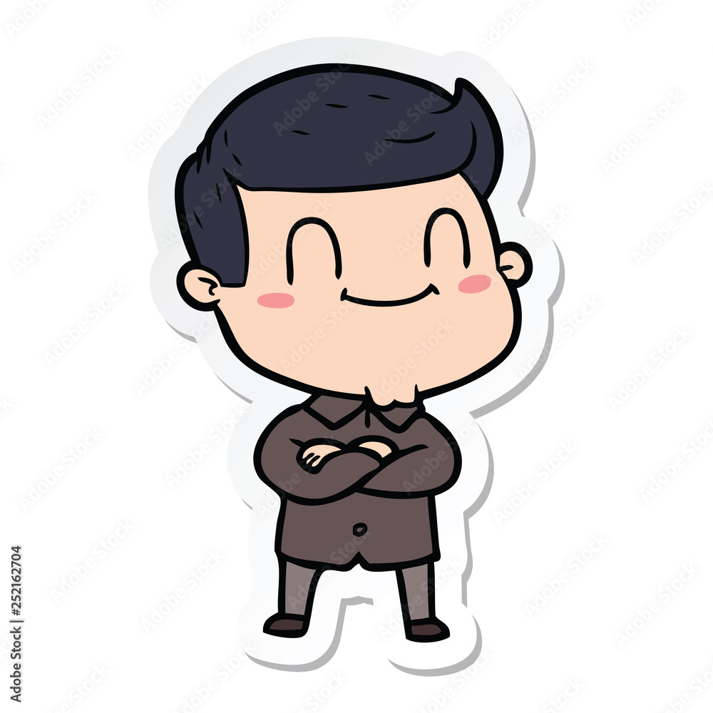 sticker of a cartoon friendly man