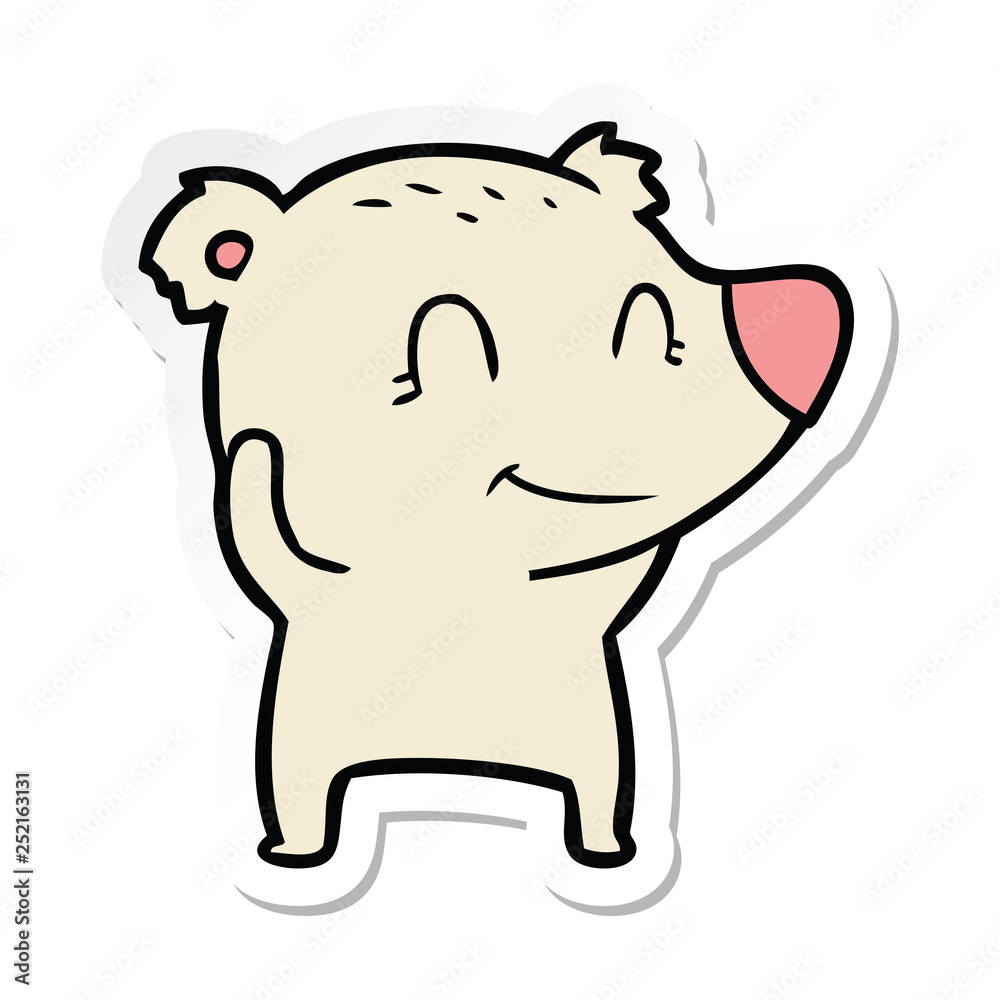 sticker of a smiling polar bear cartoon sticker of a smiling polar bear cartoon
