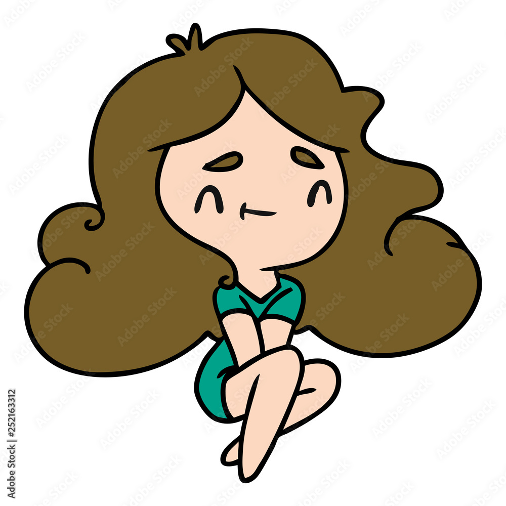 cartoon of a cute kawaii girl cartoon of a cute kawaii girl