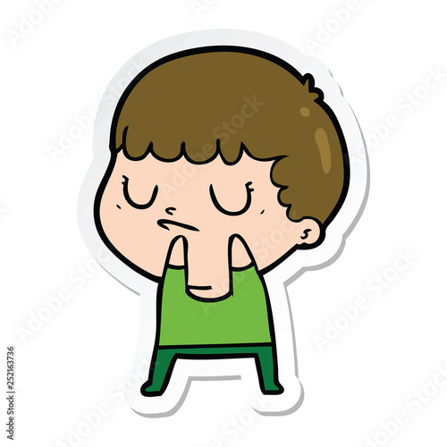 sticker of a cartoon grumpy boy