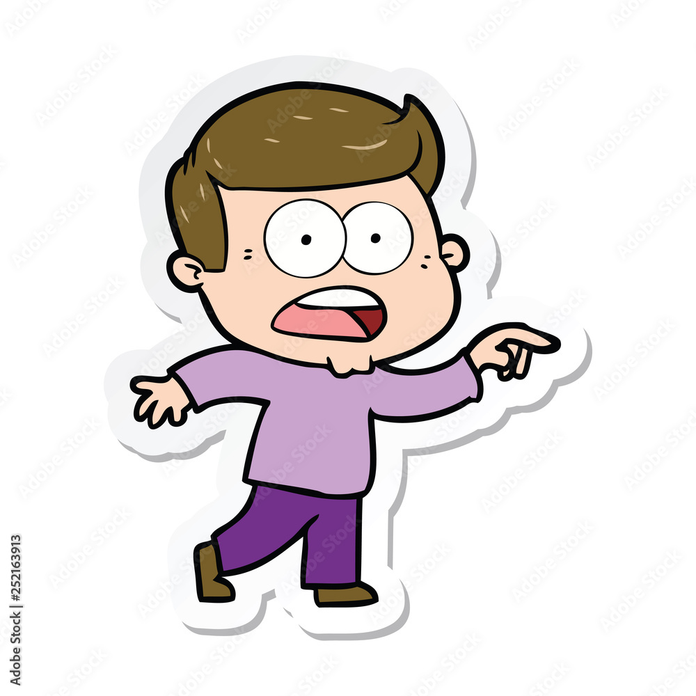 sticker of a cartoon shocked man sticker of a cartoon shocked man