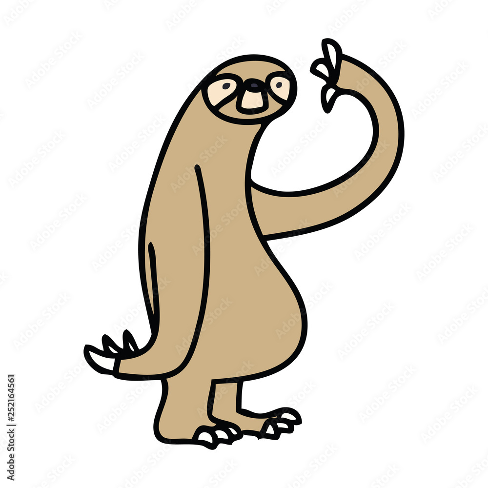 quirky hand drawn cartoon sloth