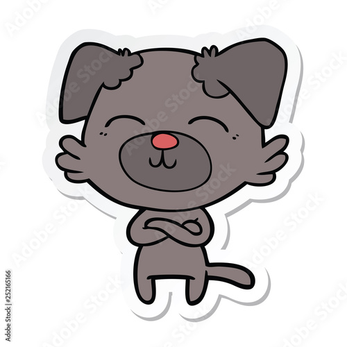 sticker of a cartoon dog crossing arms