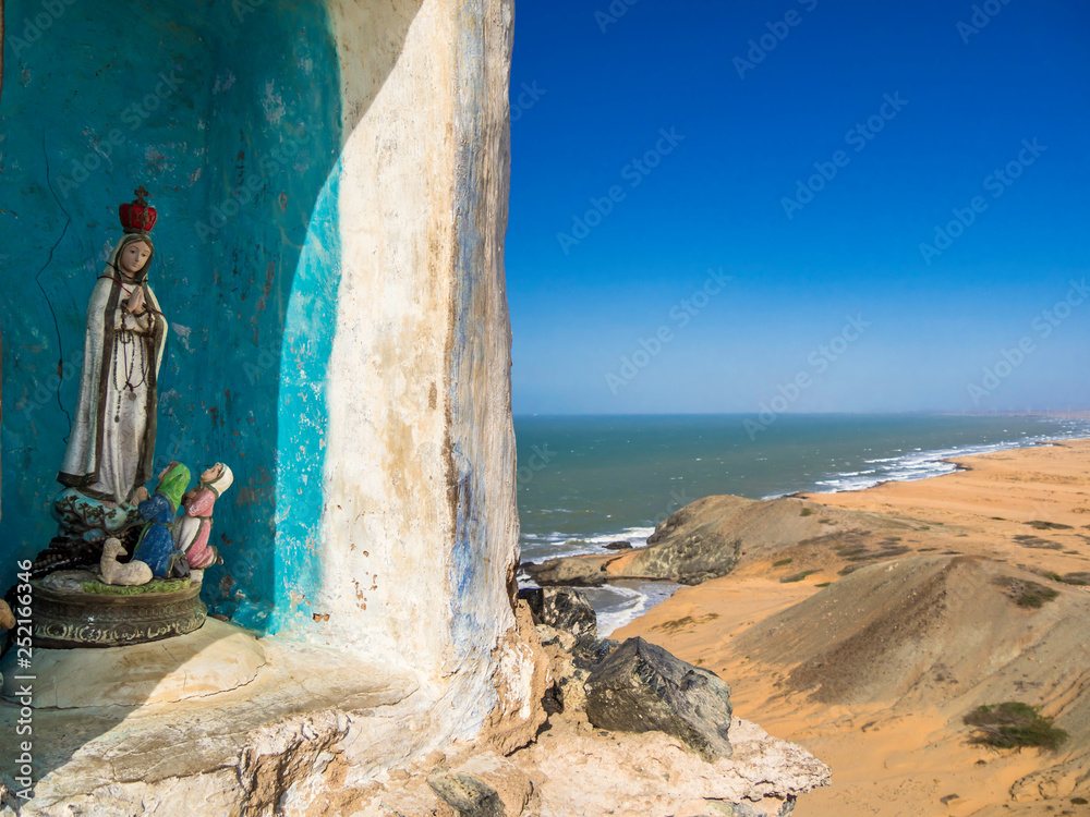 Place of worship on top of the mountain in Playa Ojo de Agua, Cabo de la Vela, La Guajira, Colombia