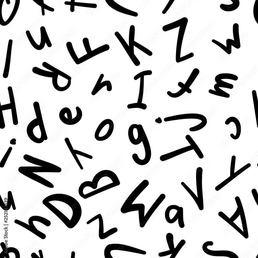 Abstract alphabet seamless pattern in handwritten style Abstract alphabet seamless pattern in handwritten style