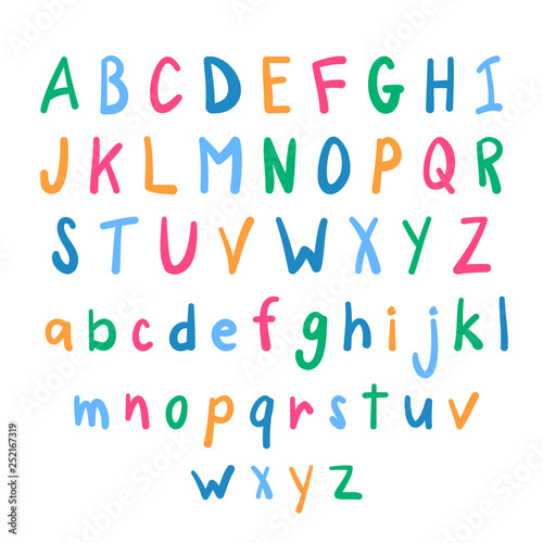 Funky English alphabet in hand drawn style.