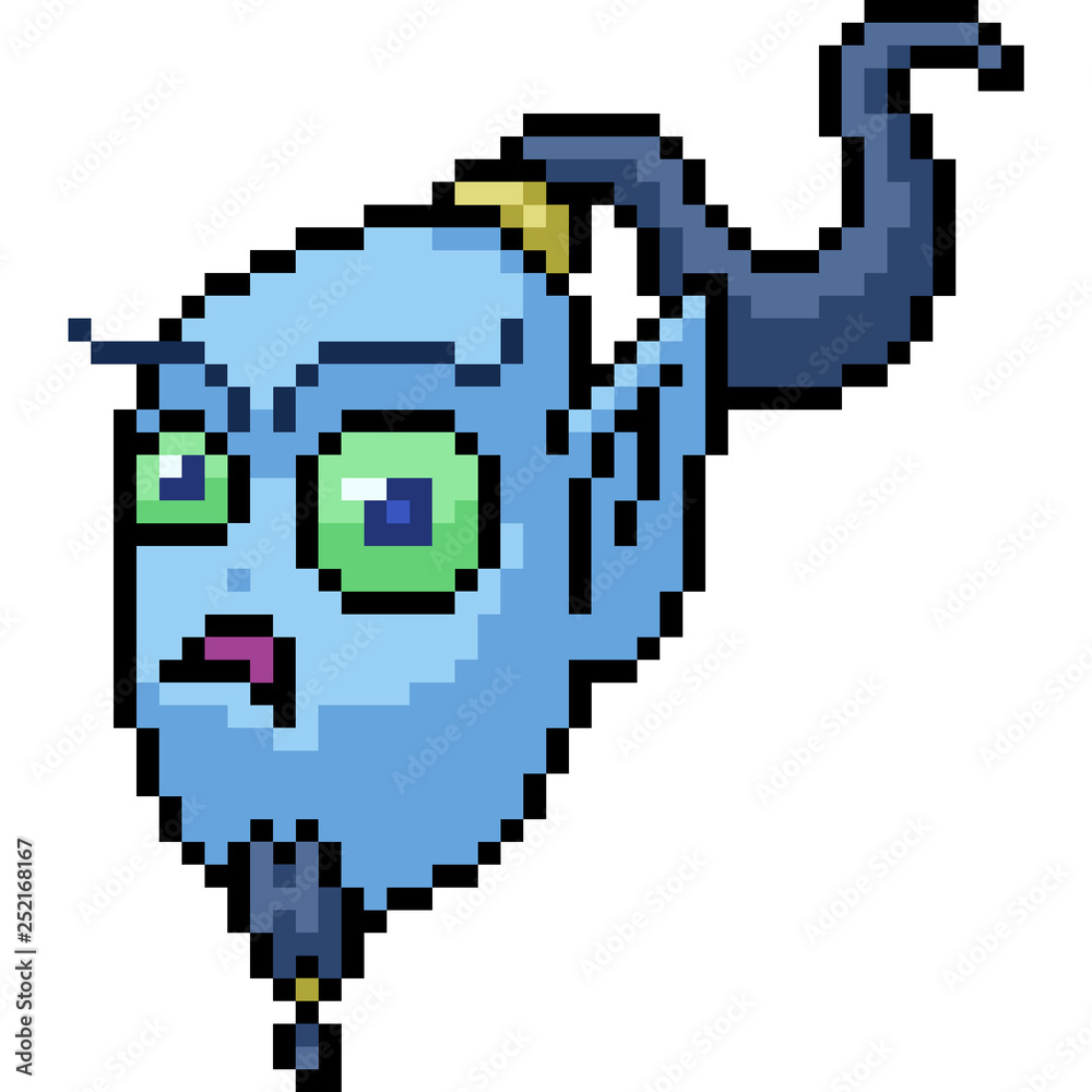 vector pixel art blue head