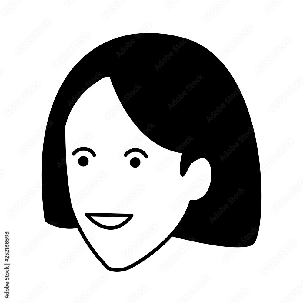 young woman cartoon in black and white young woman cartoon in black and white