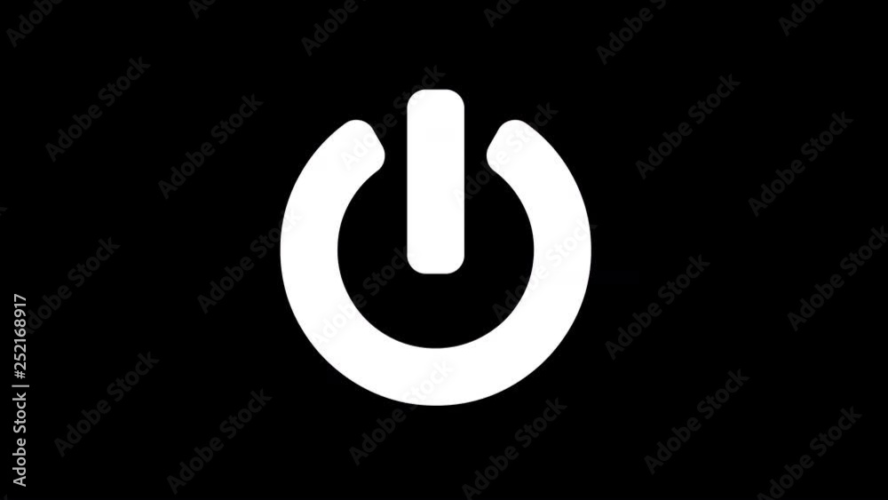 From the Glitch effect arises power off symbol. Then the TV turns off. Alpha channel Premultiplied - Matted with color black From the Glitch effect arises power off symbol. Then the TV turns off. Alpha channel Premultiplied - Matted with color black