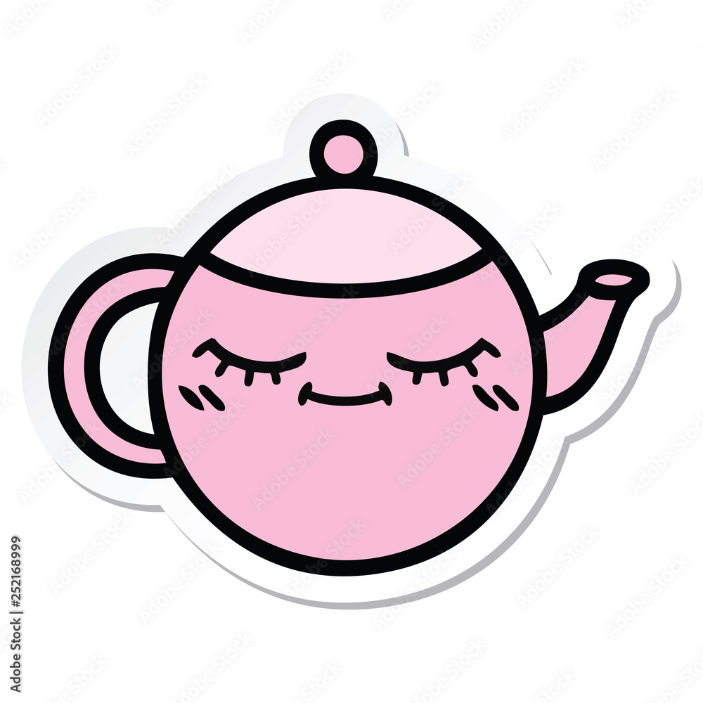 sticker of a cute cartoon teapot sticker of a cute cartoon teapot