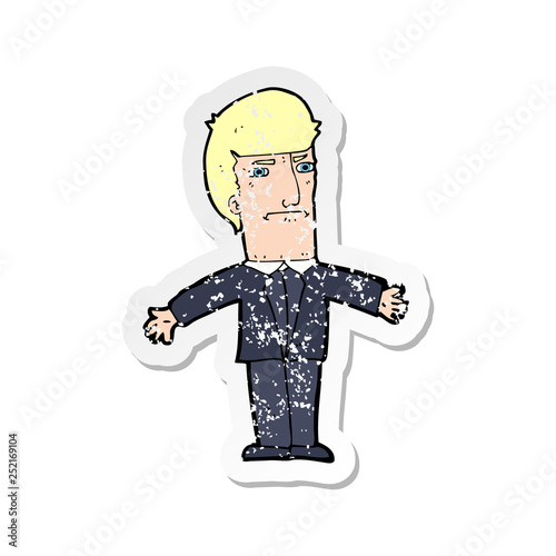 retro distressed sticker of a cartoon annoyed boss