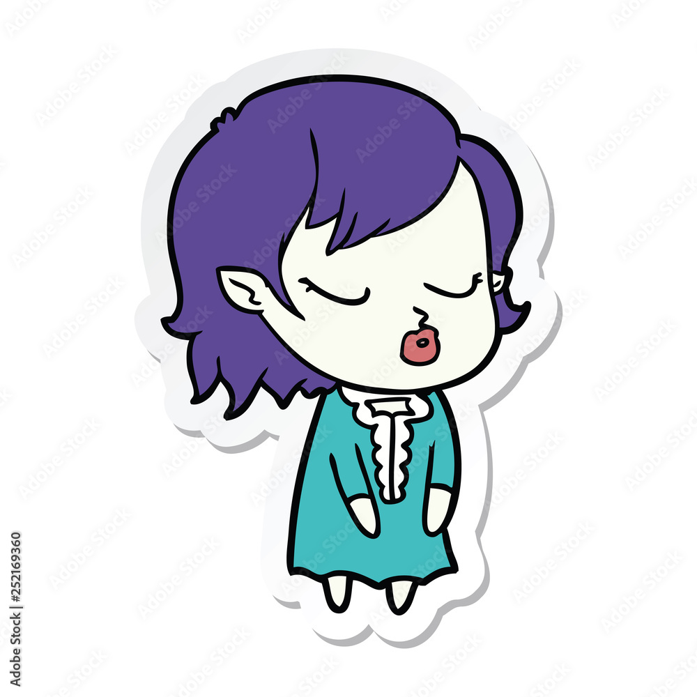 sticker of a cute cartoon vampire girl sticker of a cute cartoon vampire girl