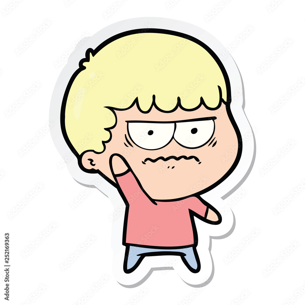 sticker of a cartoon annoyed man