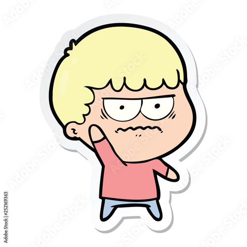 sticker of a cartoon annoyed man