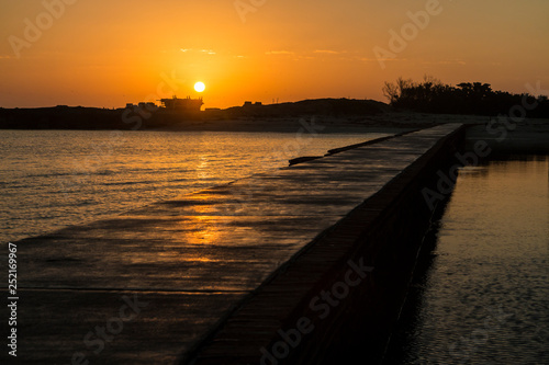 Landscape view of the sunrise at Fort Jefferson in Dry Tortugas National Park (Florida).