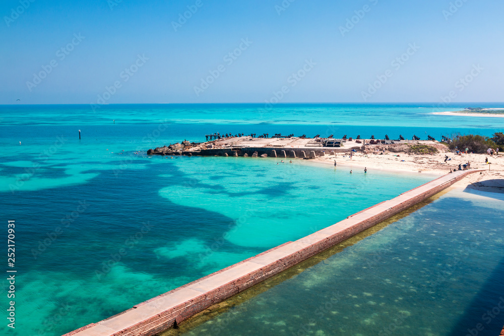 Landscape view of the waters outside of Fort Jefferson in Dry Tortugas National Park (Florida).